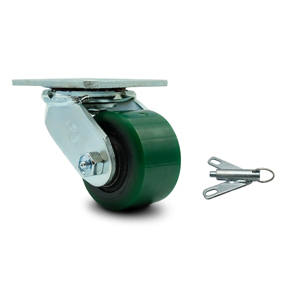 3.25 Inch Green Poly on Steel Swivel Caster with Ball Bearing and Swivel Lock